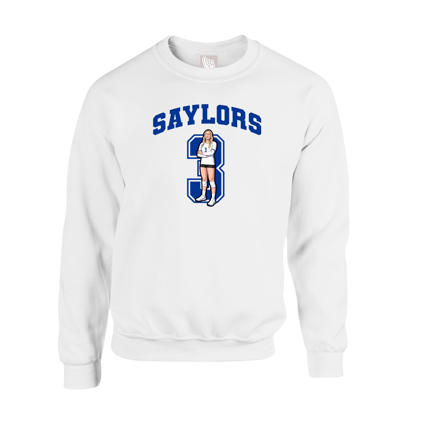 Fleece Crew — Number in White