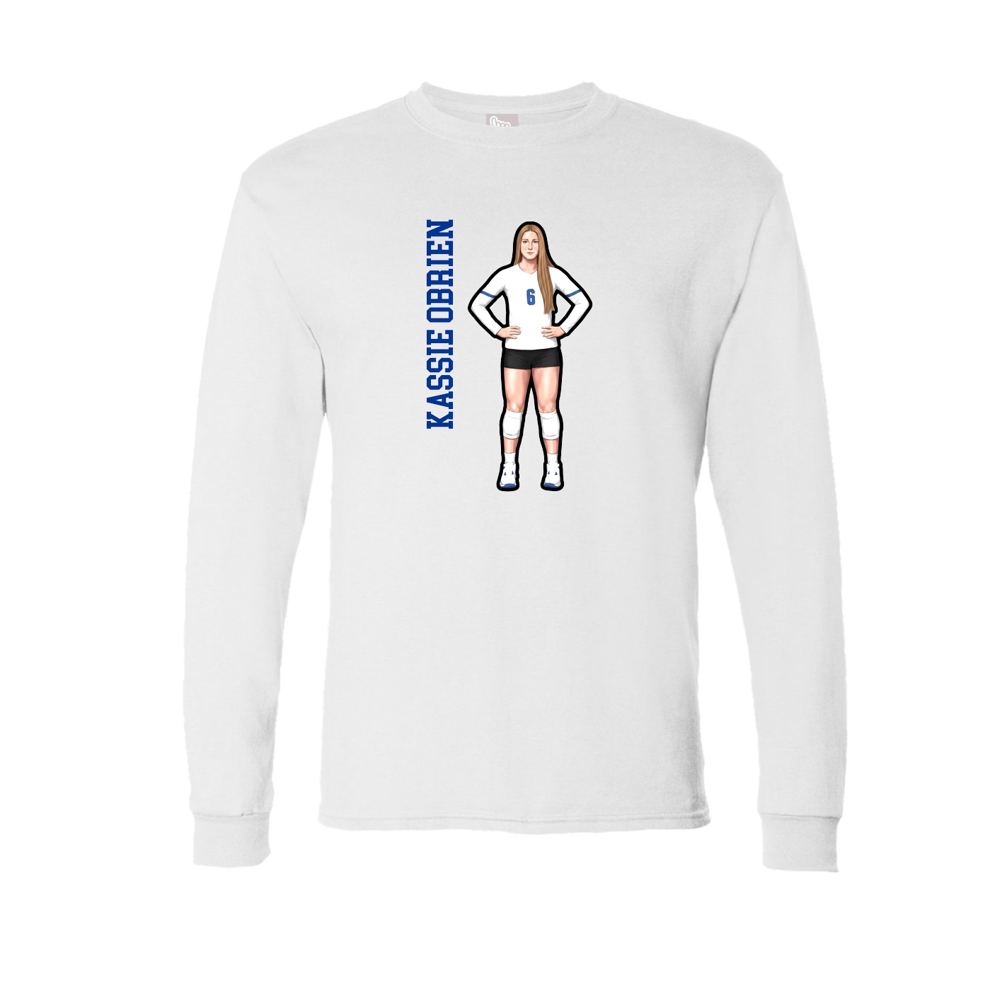 Long Sleeve Tee — Name Vertical in White