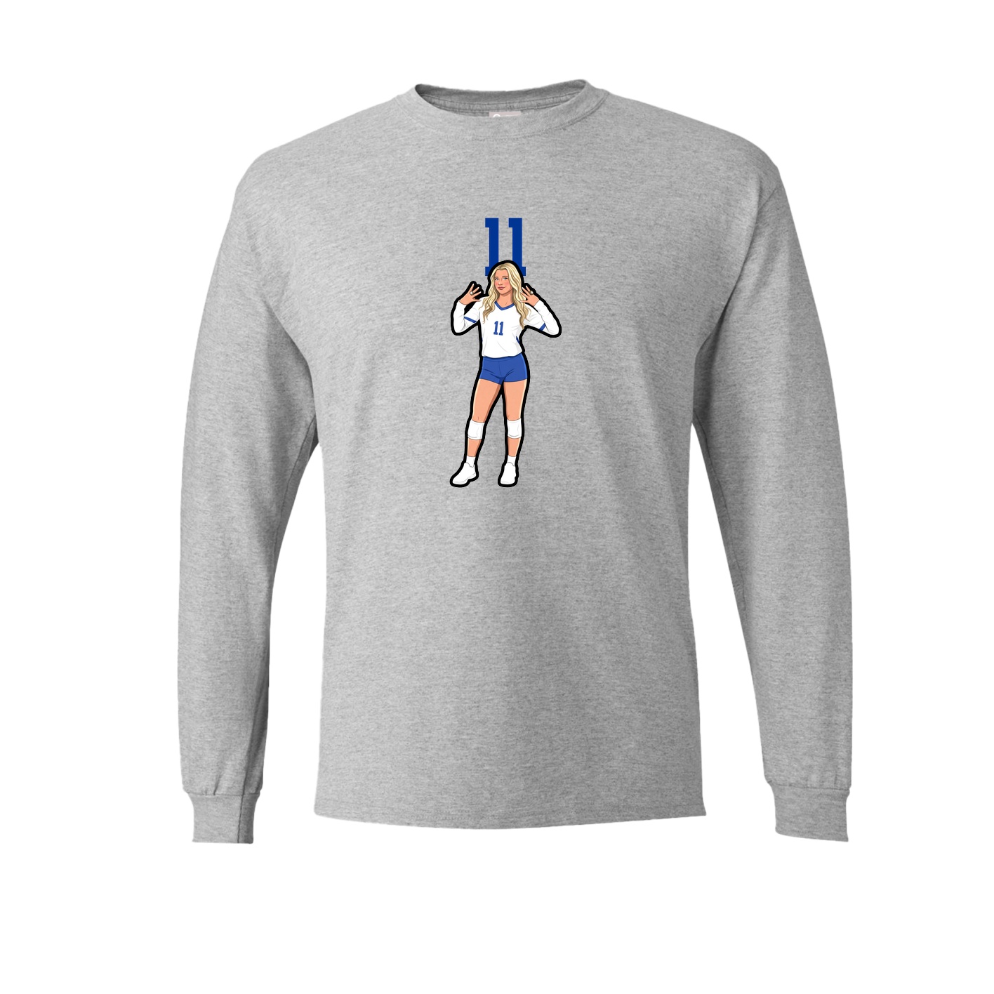 Long Sleeve Tee — Number Top in Grey
