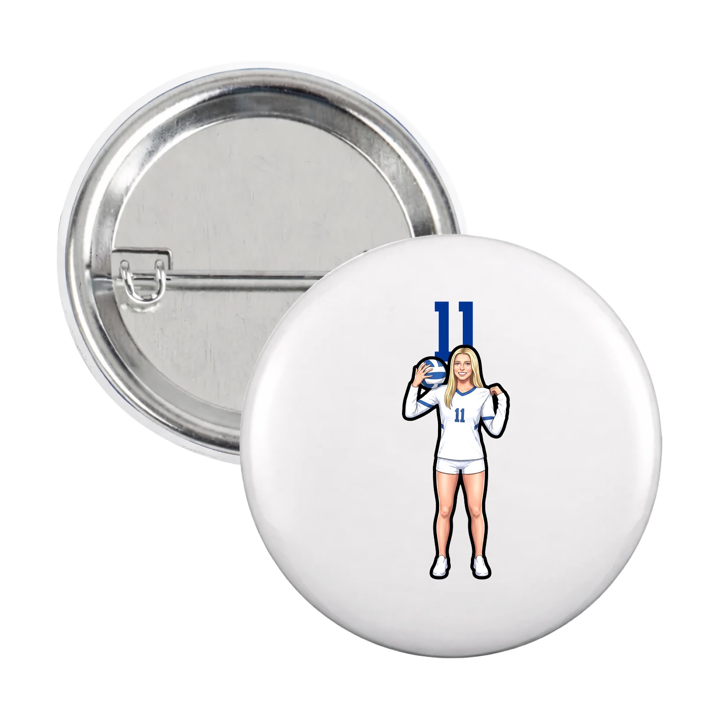 Game Day Button — Number Top in White