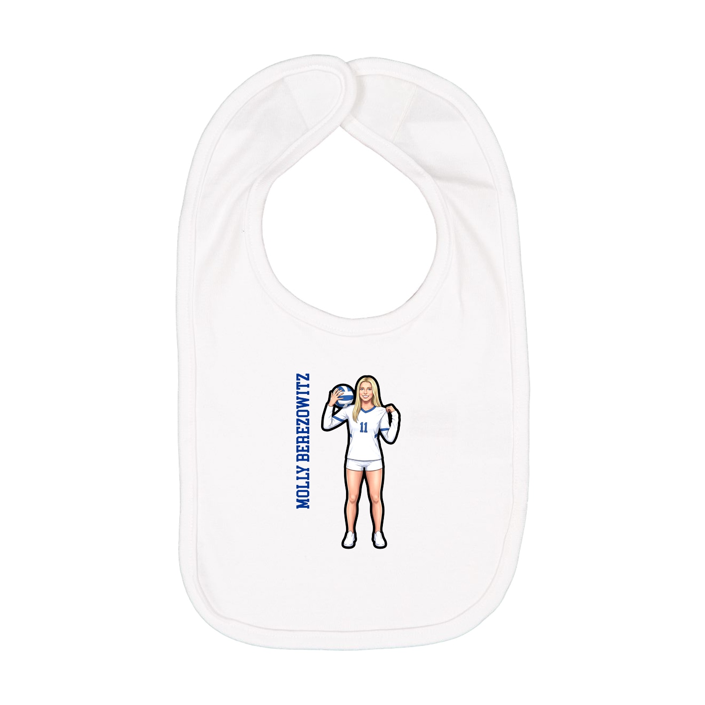 Infant Bib — Name Vertical in White