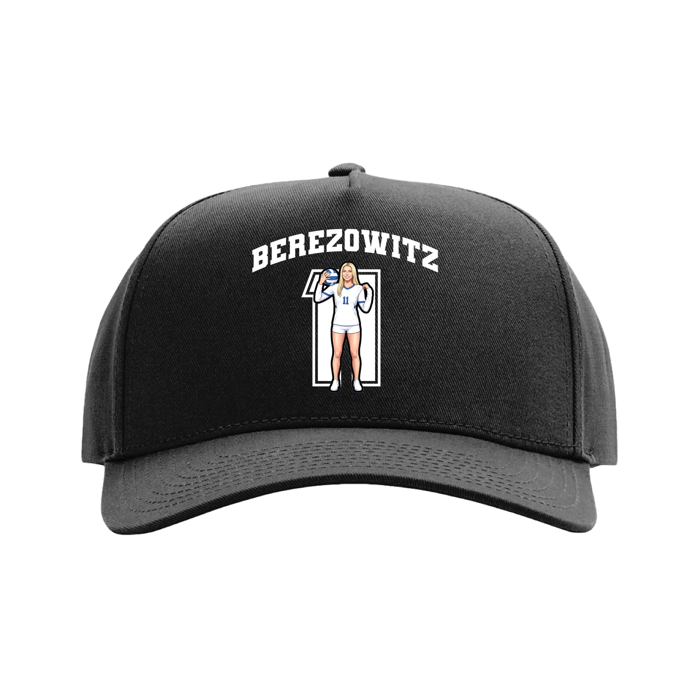 Full Fabric Five-Panel Champ Cap — Number in Black