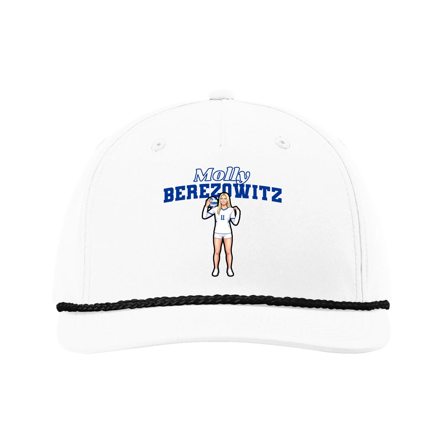 Five-Panel Classic Rope Cap — Name Arch in White