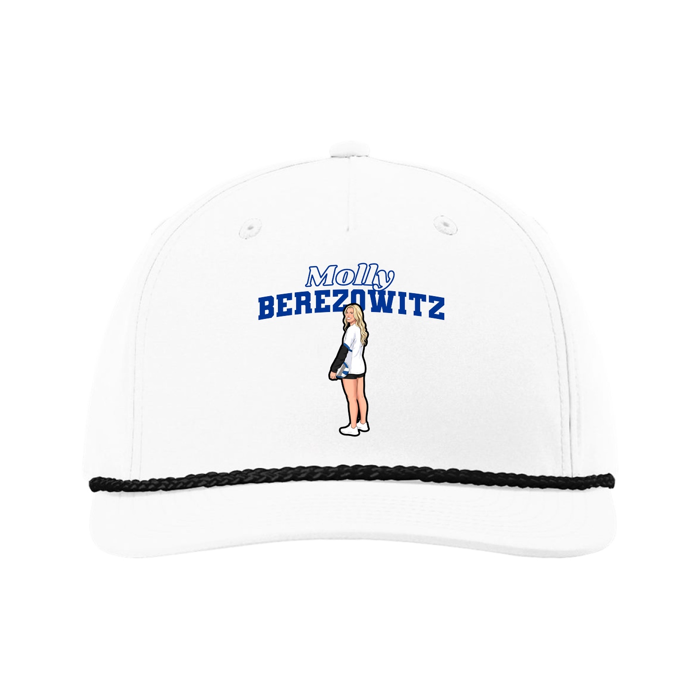 Five-Panel Classic Rope Cap — Name Arch in White