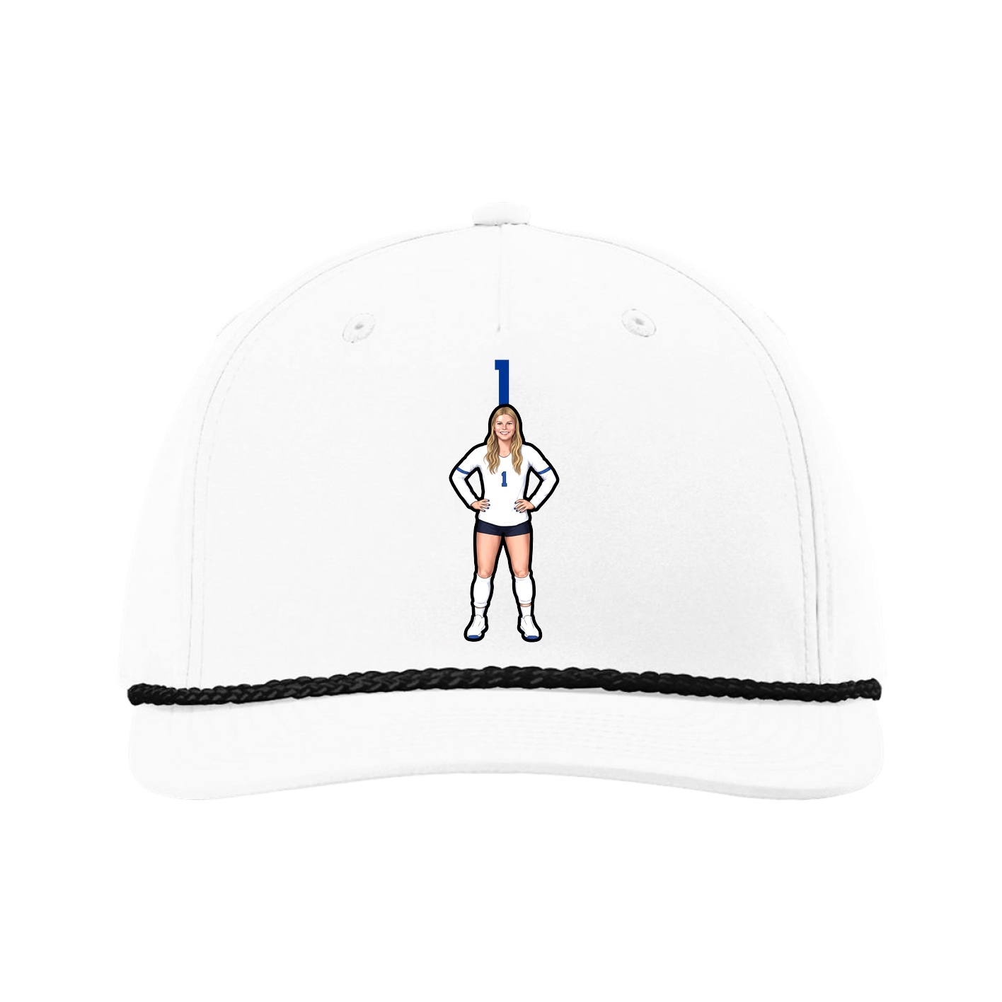 Five-Panel Classic Rope Cap — Number Top in White