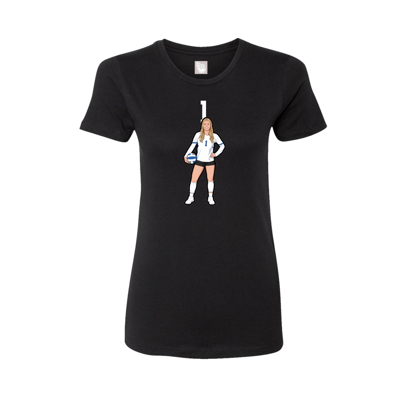 Fitted Women's Tee — Number Top in Black