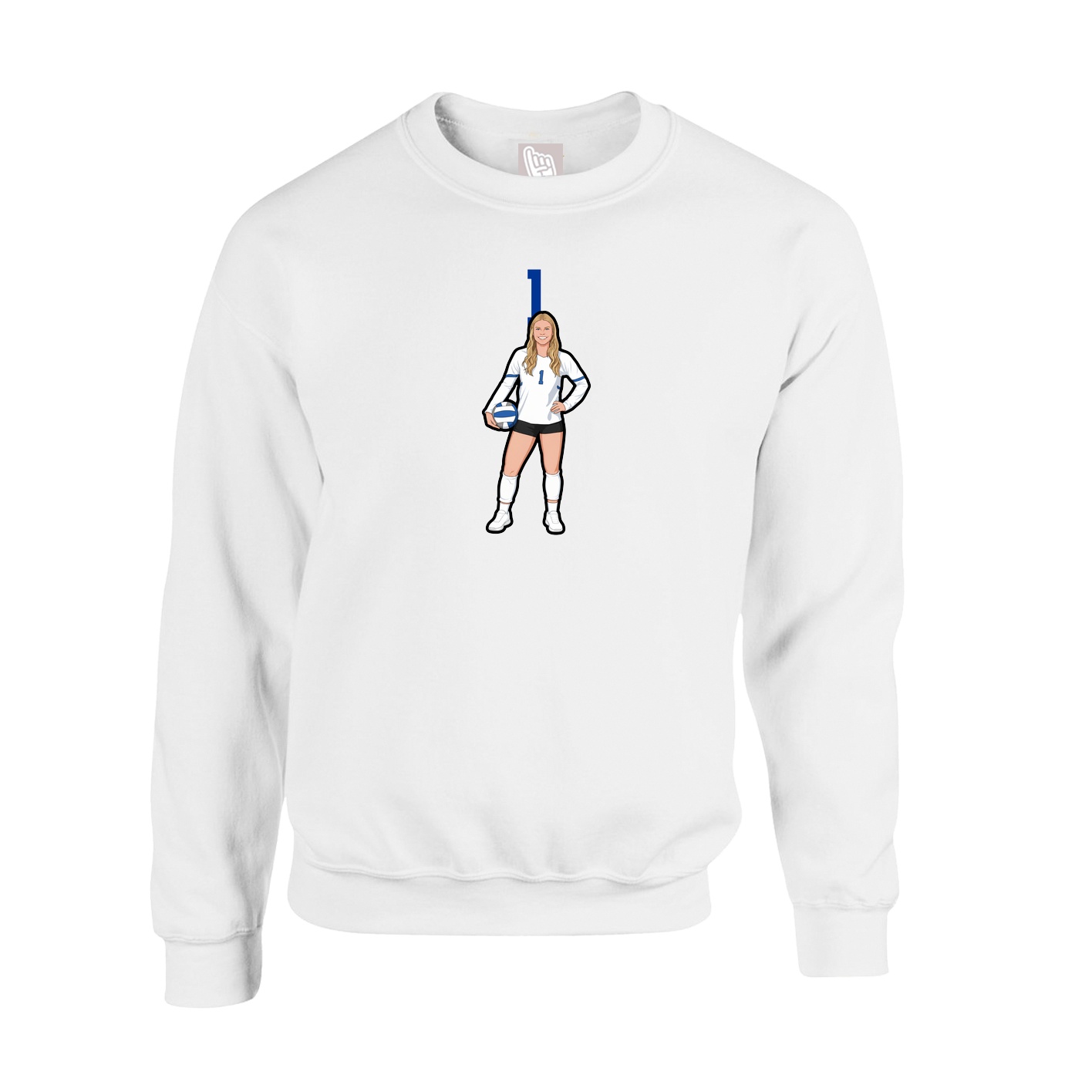 Fleece Crew — Number Top in White