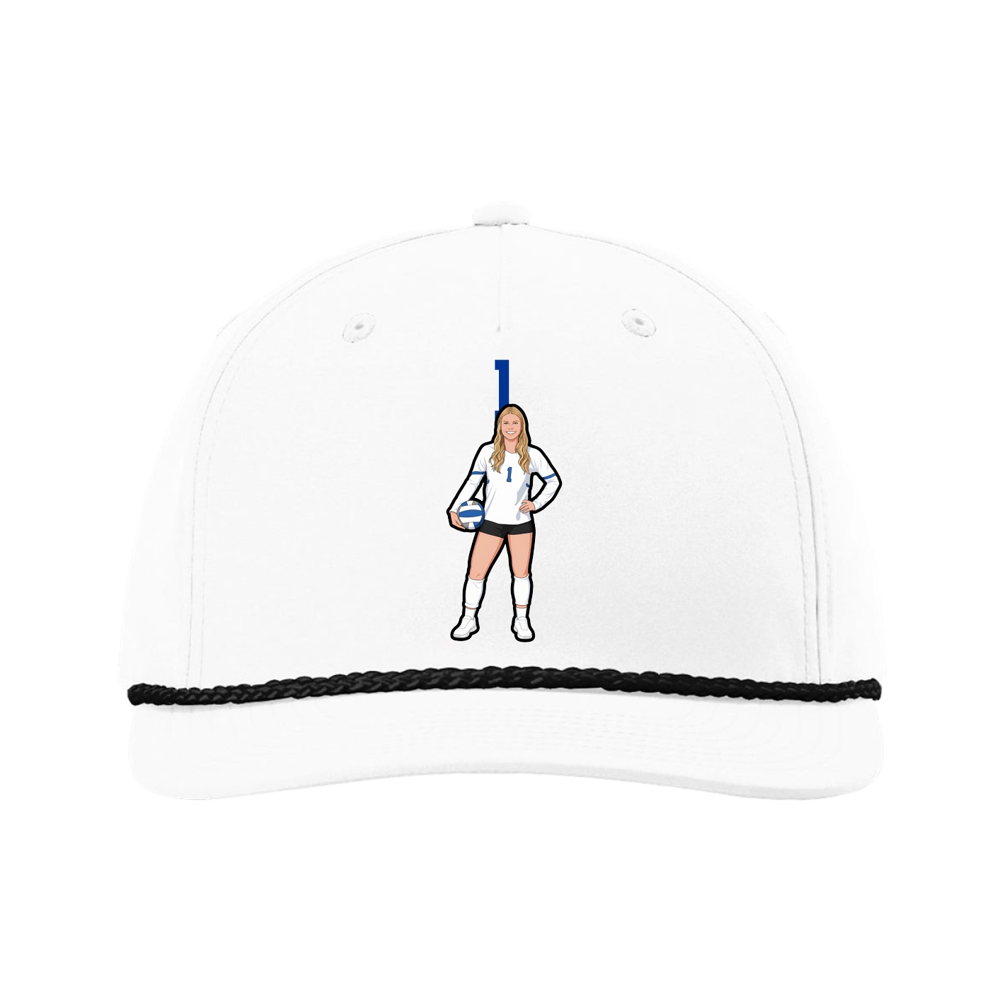 Five-Panel Classic Rope Cap — Number Top in White