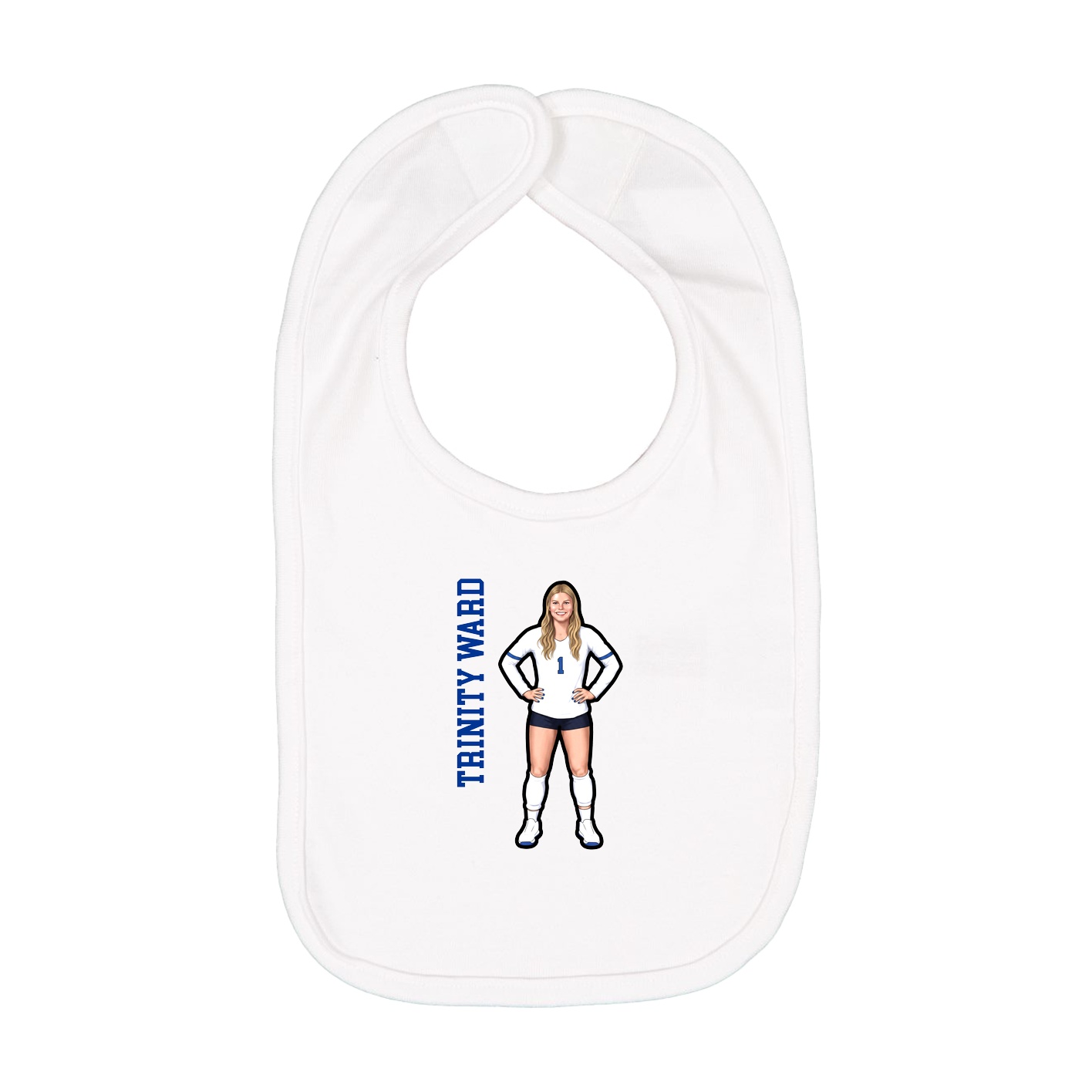 Infant Bib — Name Vertical in White