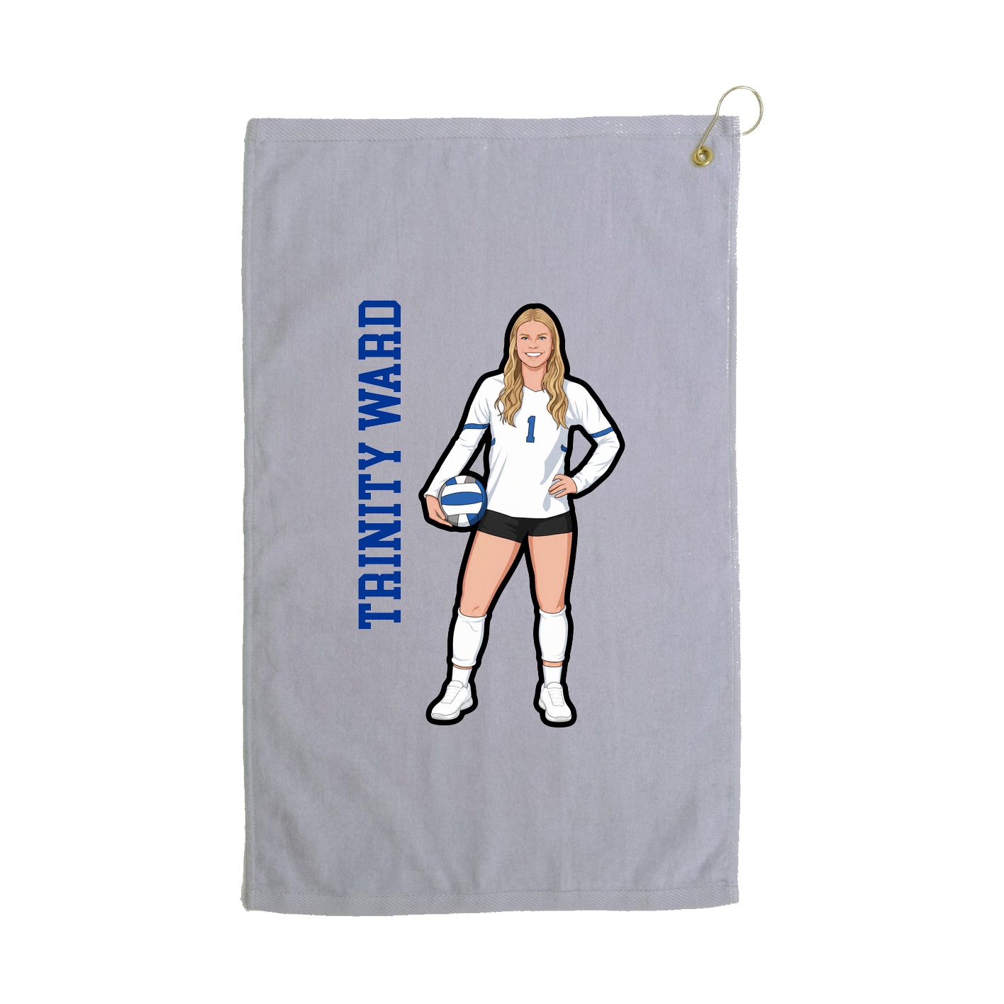 Golf Towel — Name Vertical in Grey