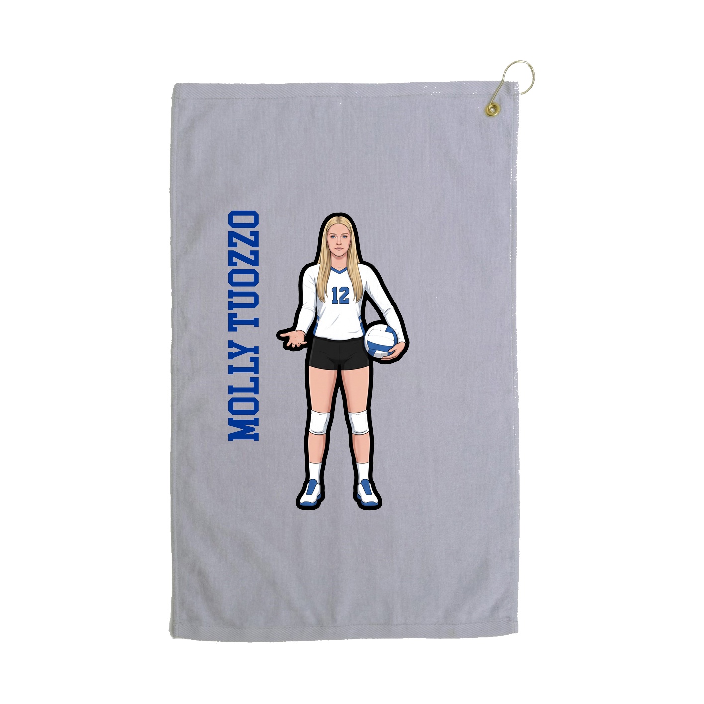 Golf Towel — Name Vertical in Grey