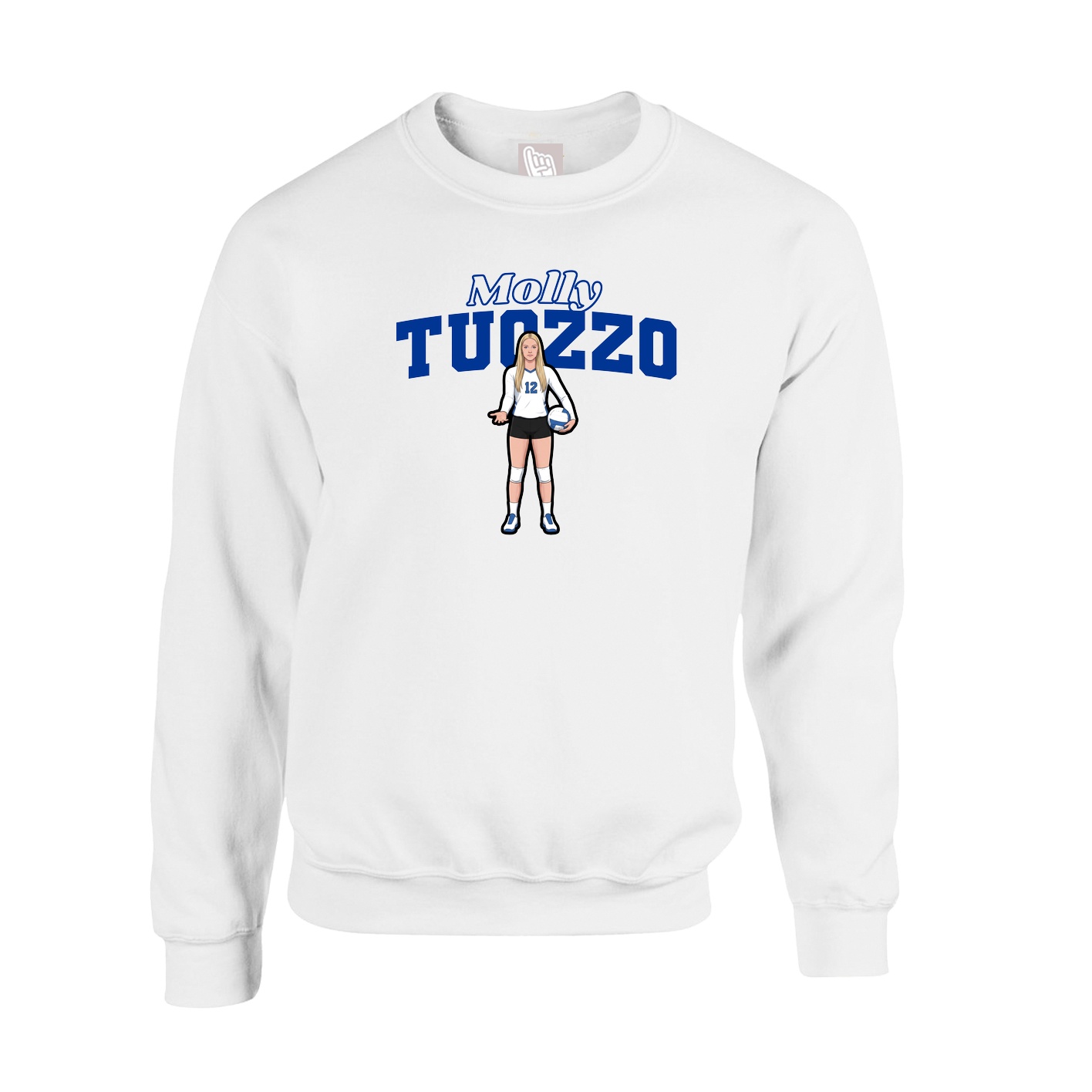 Fleece Crew — Name Arch in White