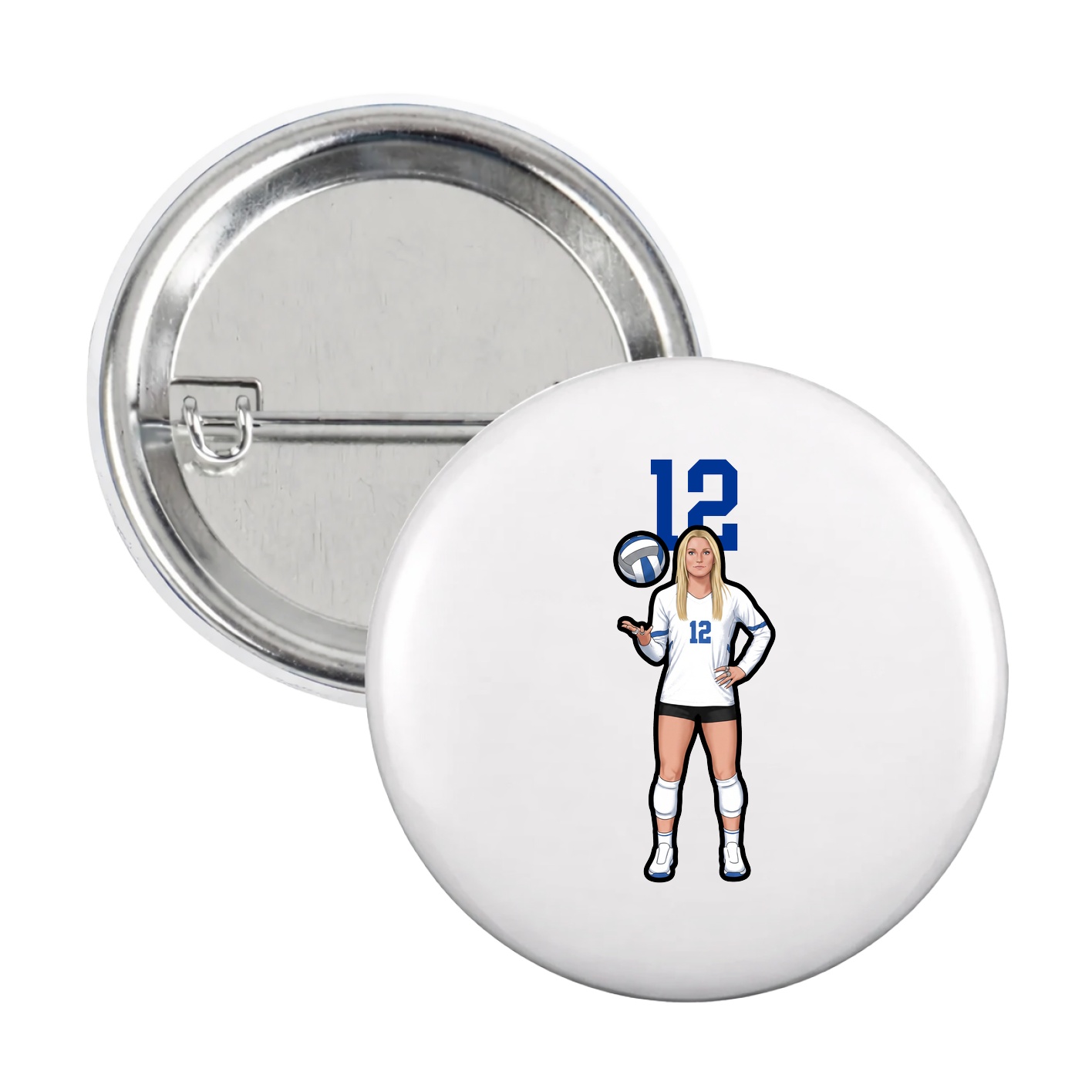 Game Day Button — Number Top in White