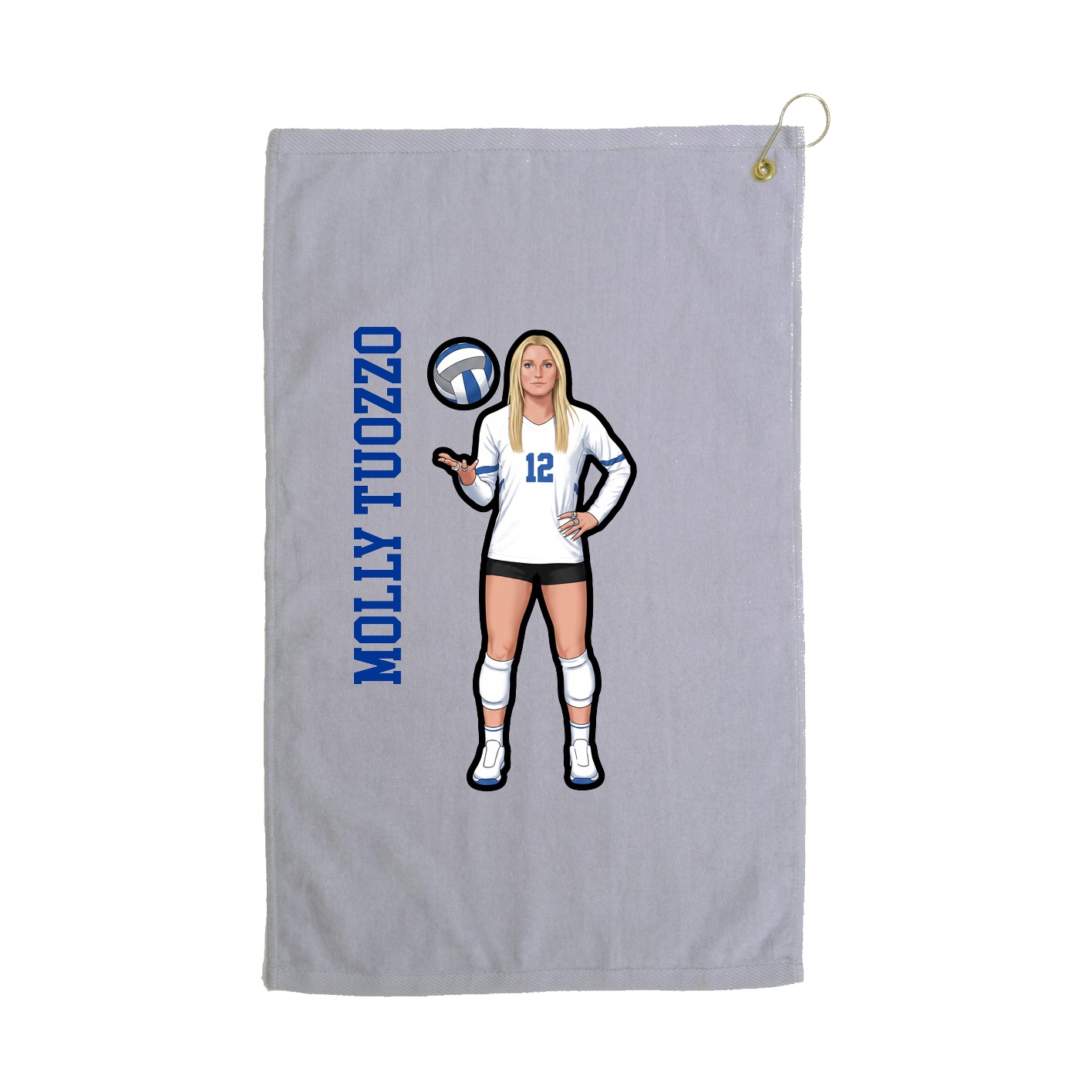 Golf Towel — Name Vertical in Grey