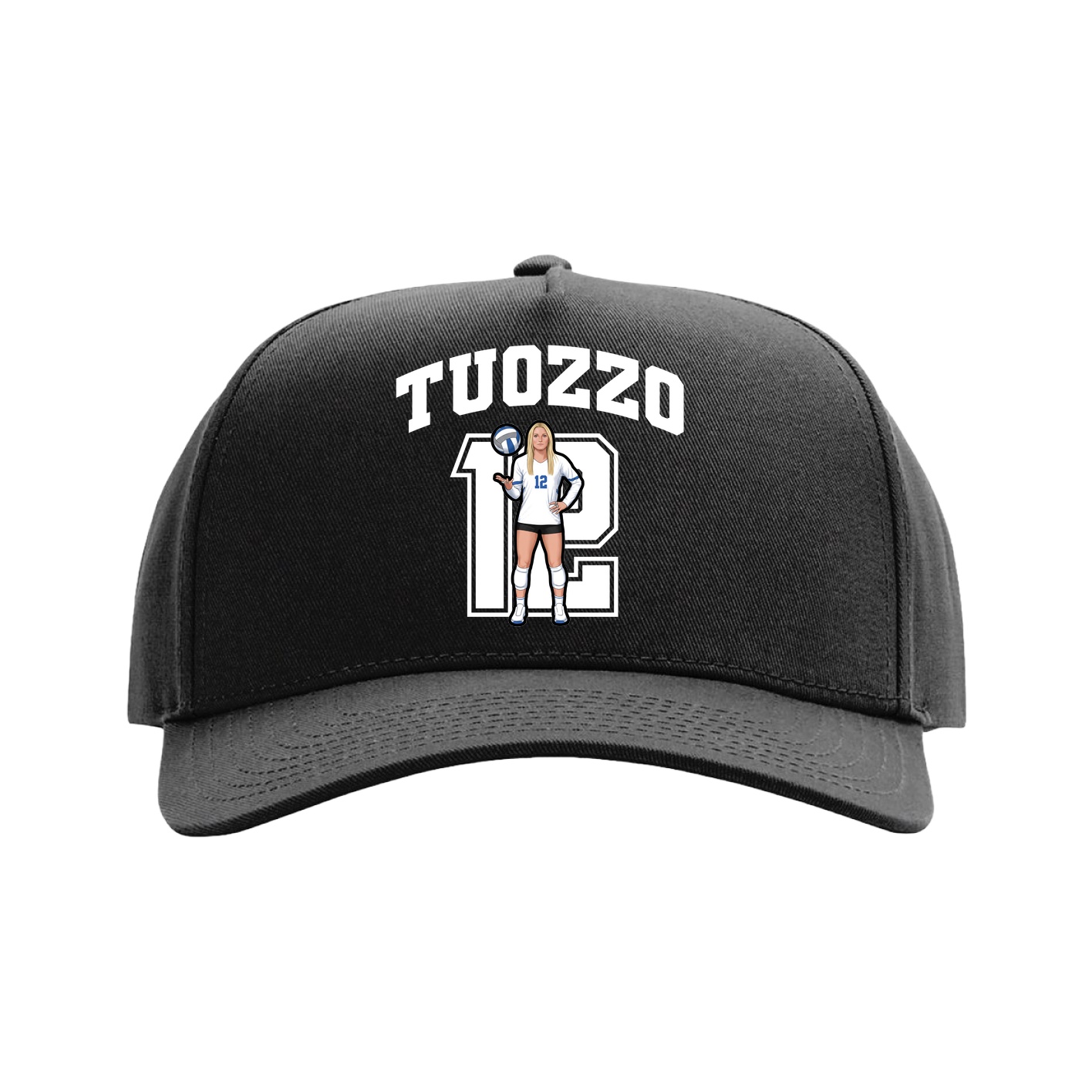Full Fabric Five-Panel Champ Cap — Number in Black
