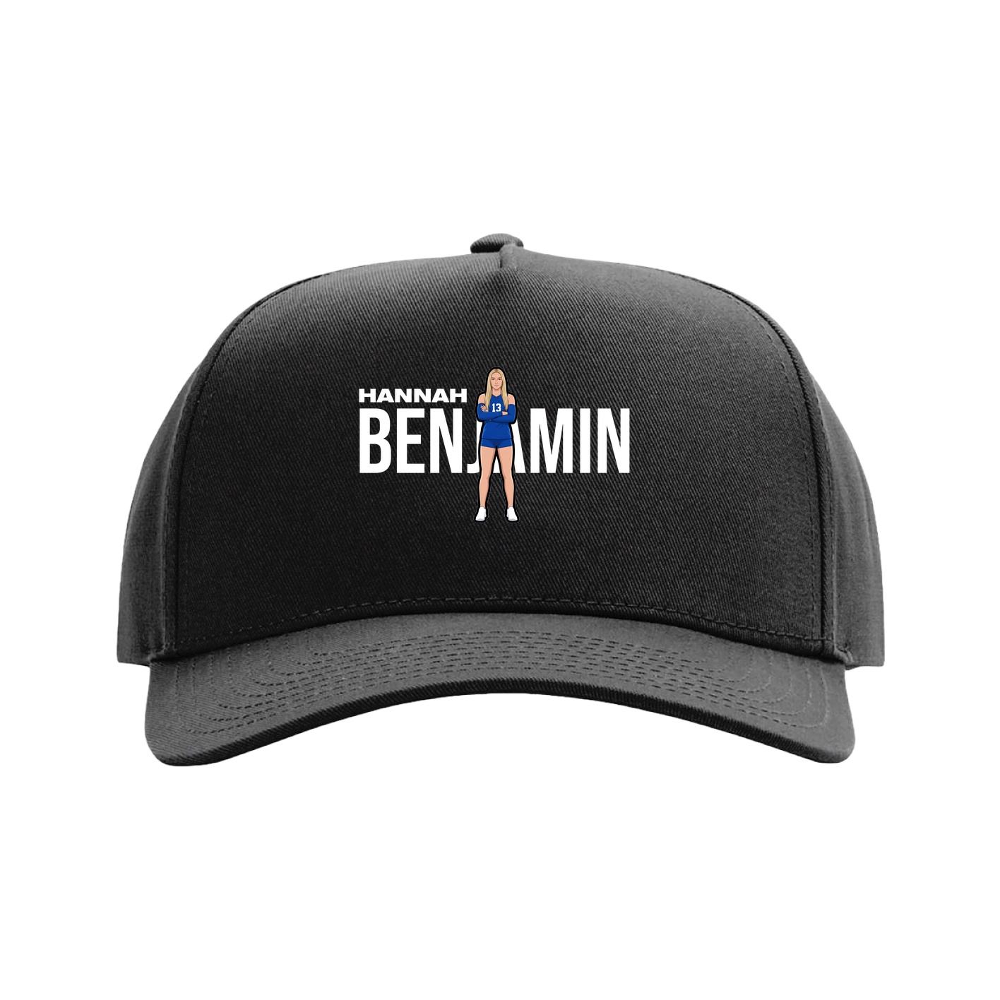 Full Fabric Five-Panel Champ Cap — Player Name in Black