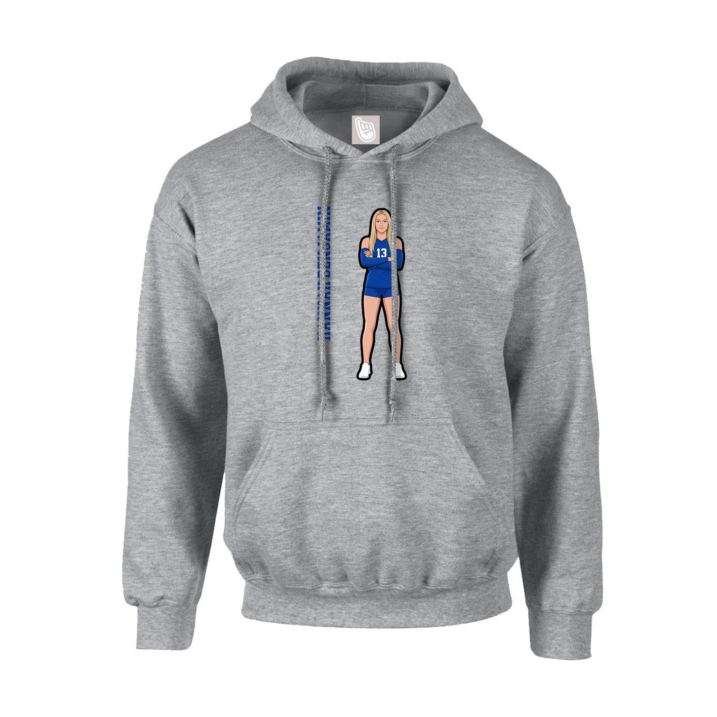 Hoodie — Name Vertical in Grey