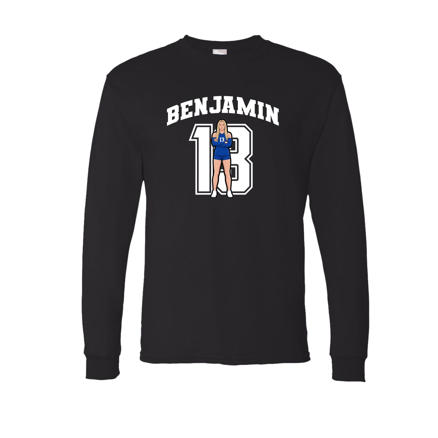 Long Sleeve Tee — Number in Black