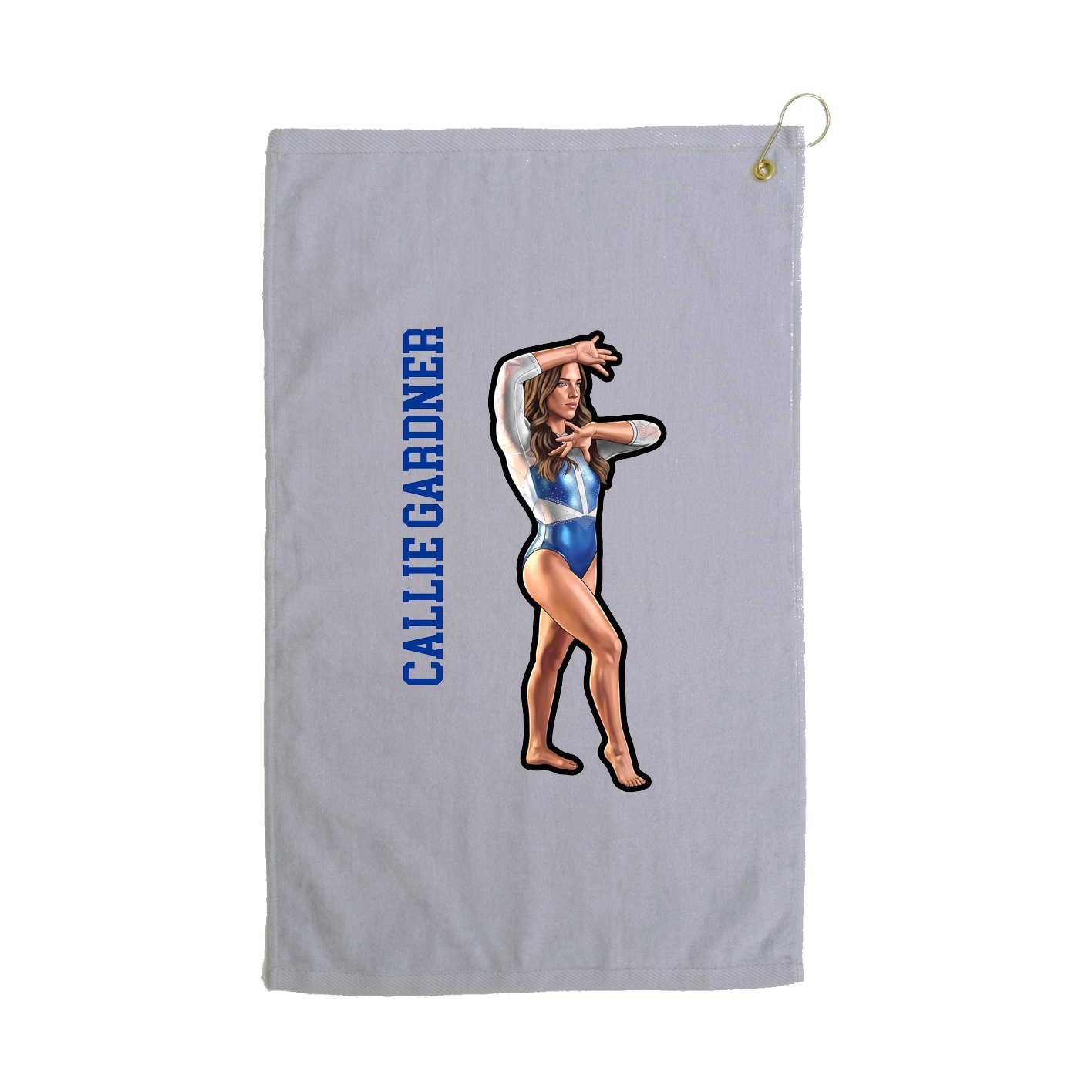 Golf Towel — Name Vertical in Grey