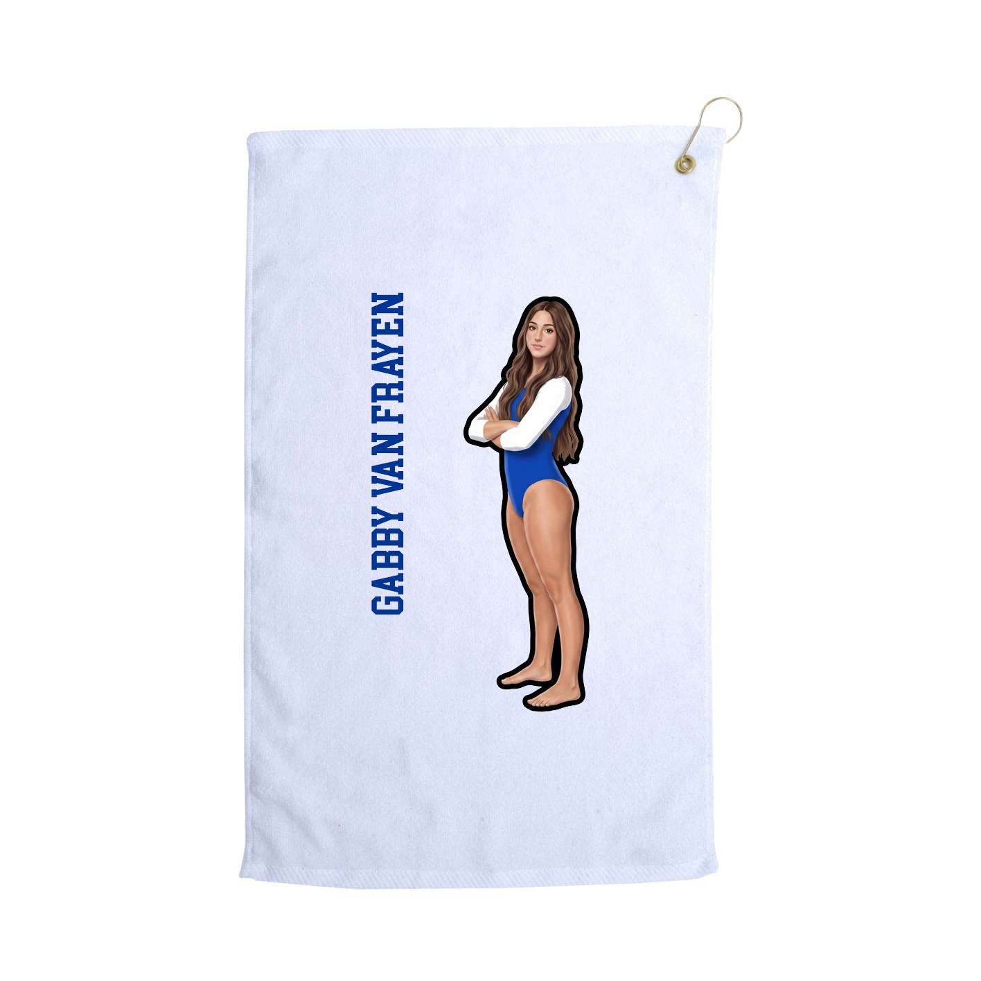 Golf Towel — Name Vertical in White