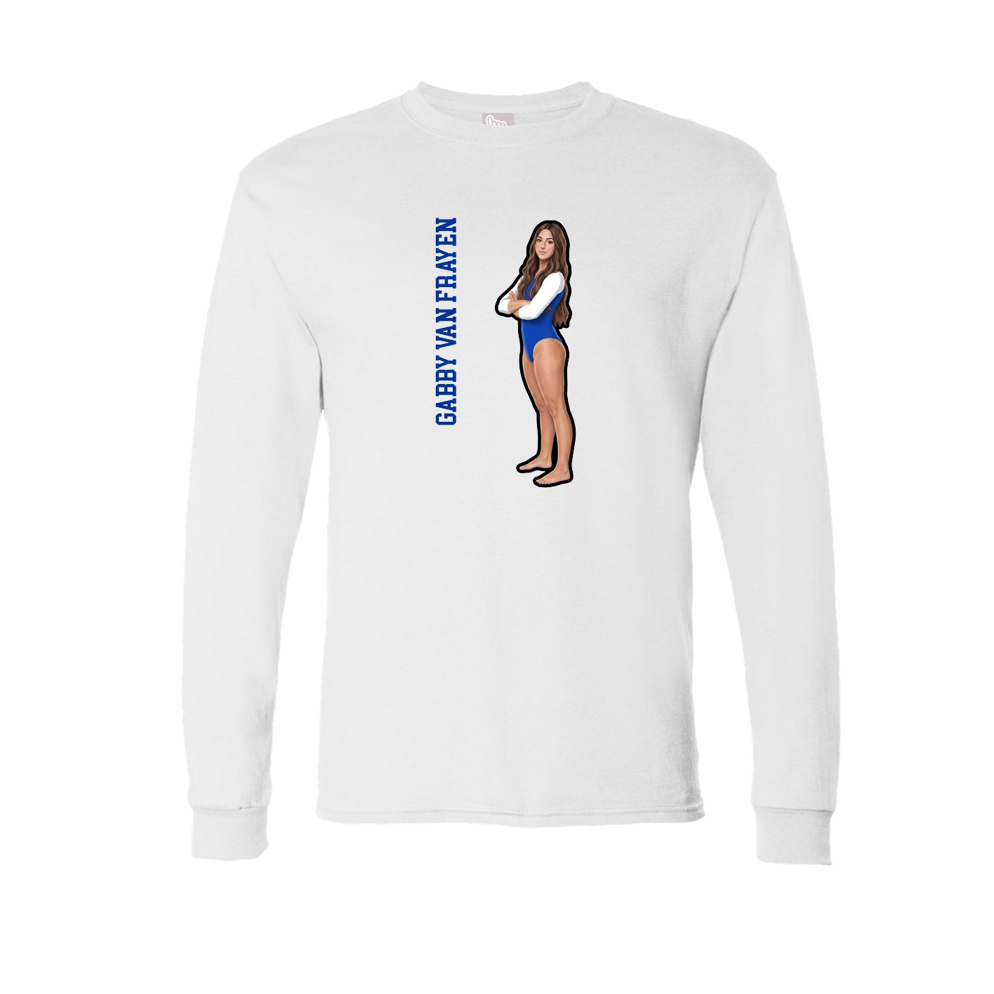 Long Sleeve Tee — Name Vertical in White