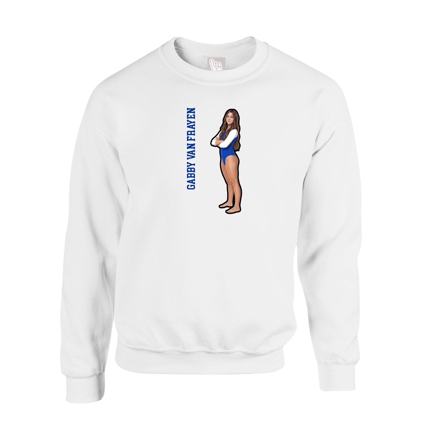 Fleece Crew — Name Vertical in White