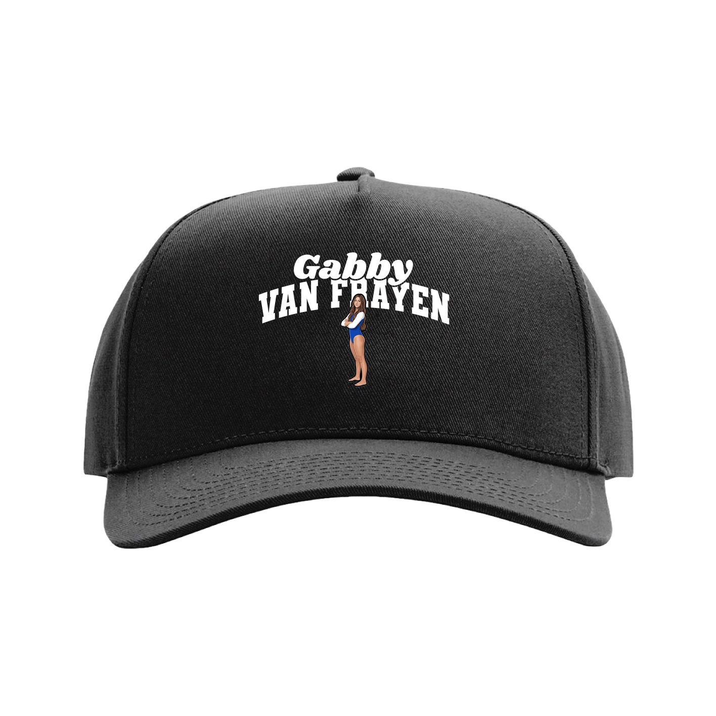 Full Fabric Five-Panel Champ Cap — Signature Arch in Black