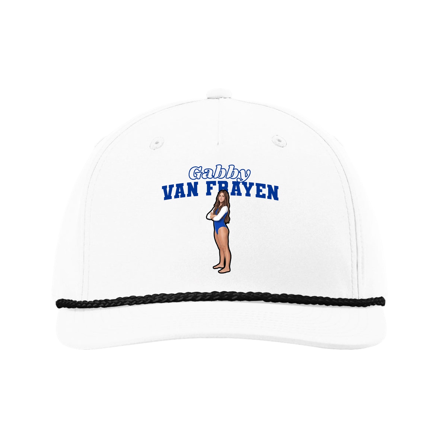 Five-Panel Classic Rope Cap — Name Arch in White