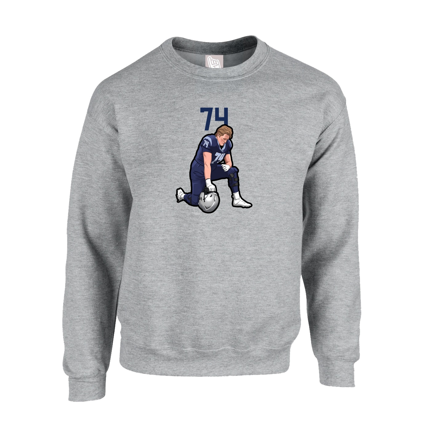 Fleece Crew — Number Top in Grey