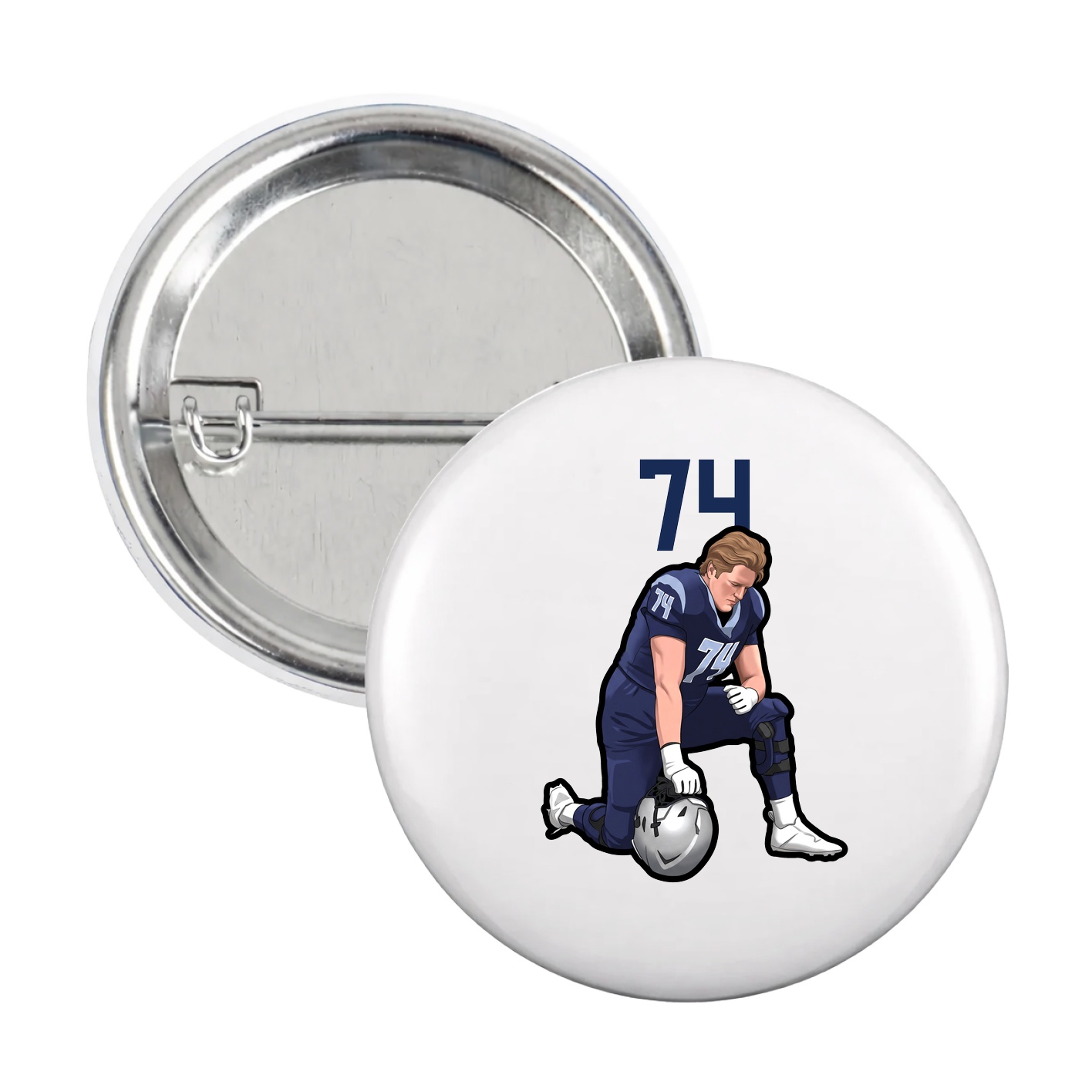 Game Day Button — Number Top in White