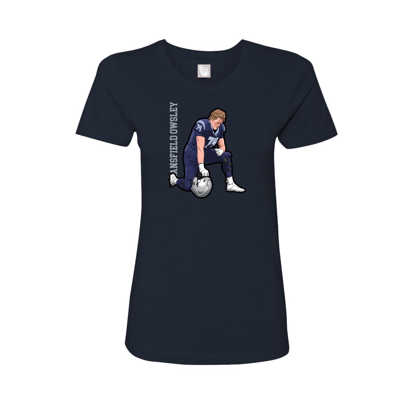 Fitted Women's Tee — Name Vertical in Navy