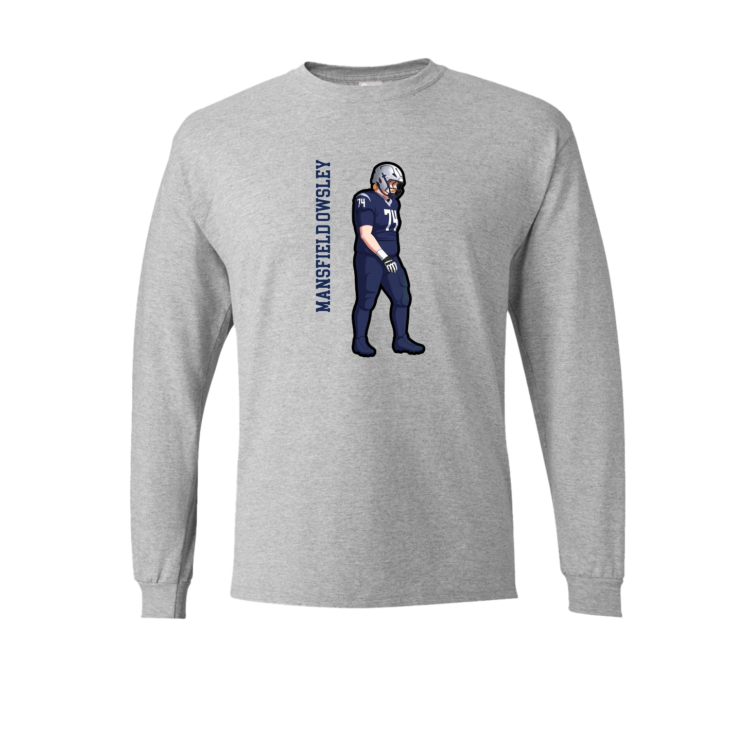 Long Sleeve Tee — Name Vertical in Grey