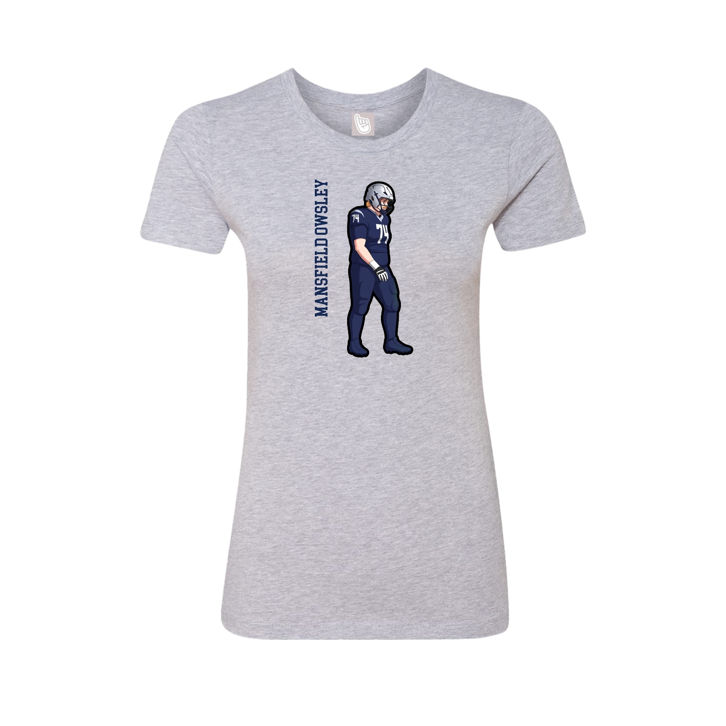 Fitted Women's Tee — Name Vertical in Grey