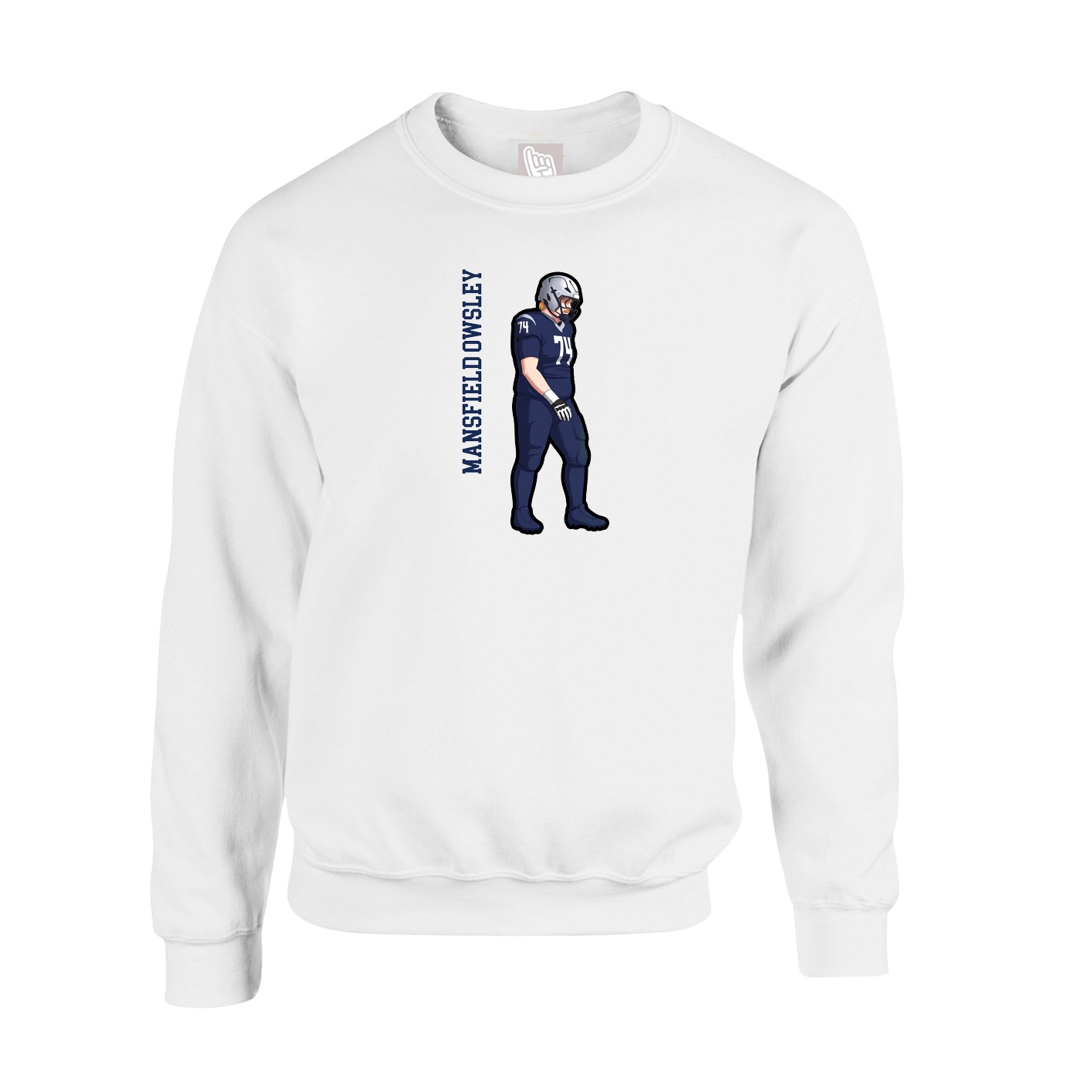 Fleece Crew — Name Vertical in White