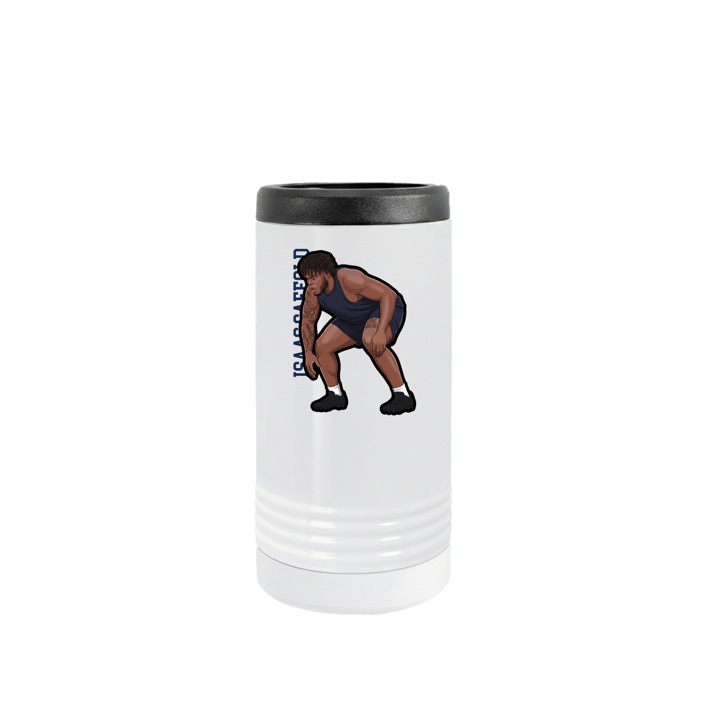 Slim Beverage Holder — Name Vertical in White