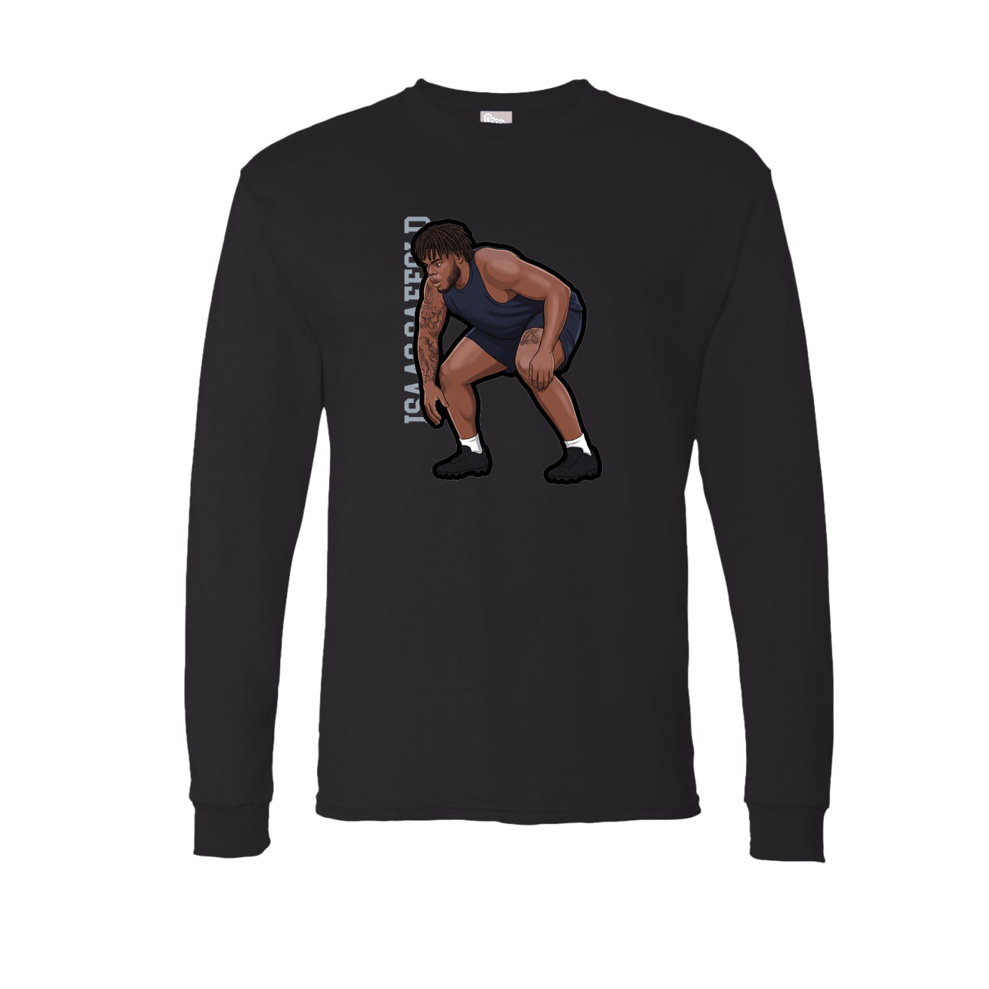 Long Sleeve Tee — Name Vertical in Black