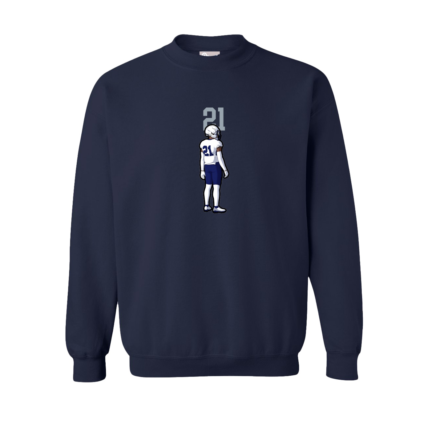 Fleece Crew — Number Top in Navy