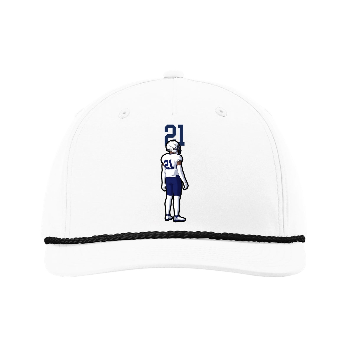 Five-Panel Classic Rope Cap — Number Top in White