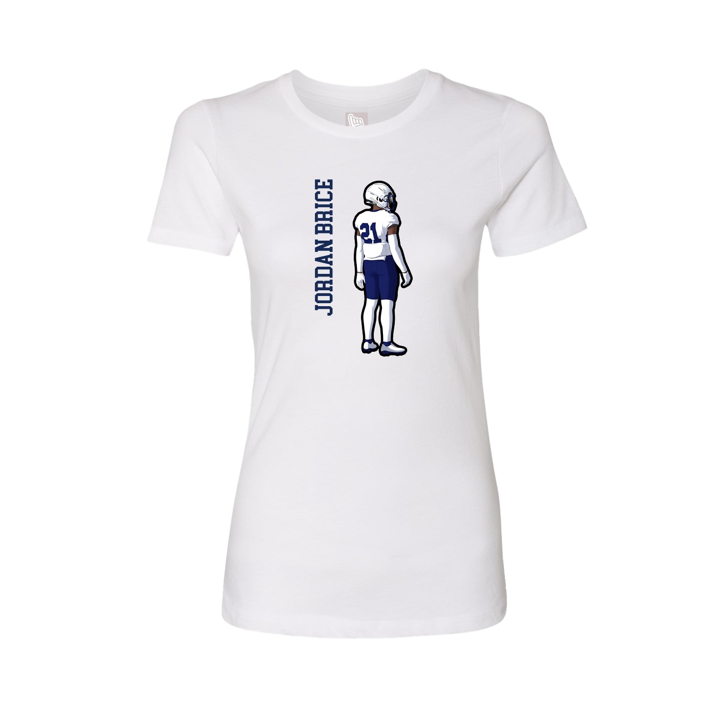 Fitted Women's Tee — Name Vertical in White