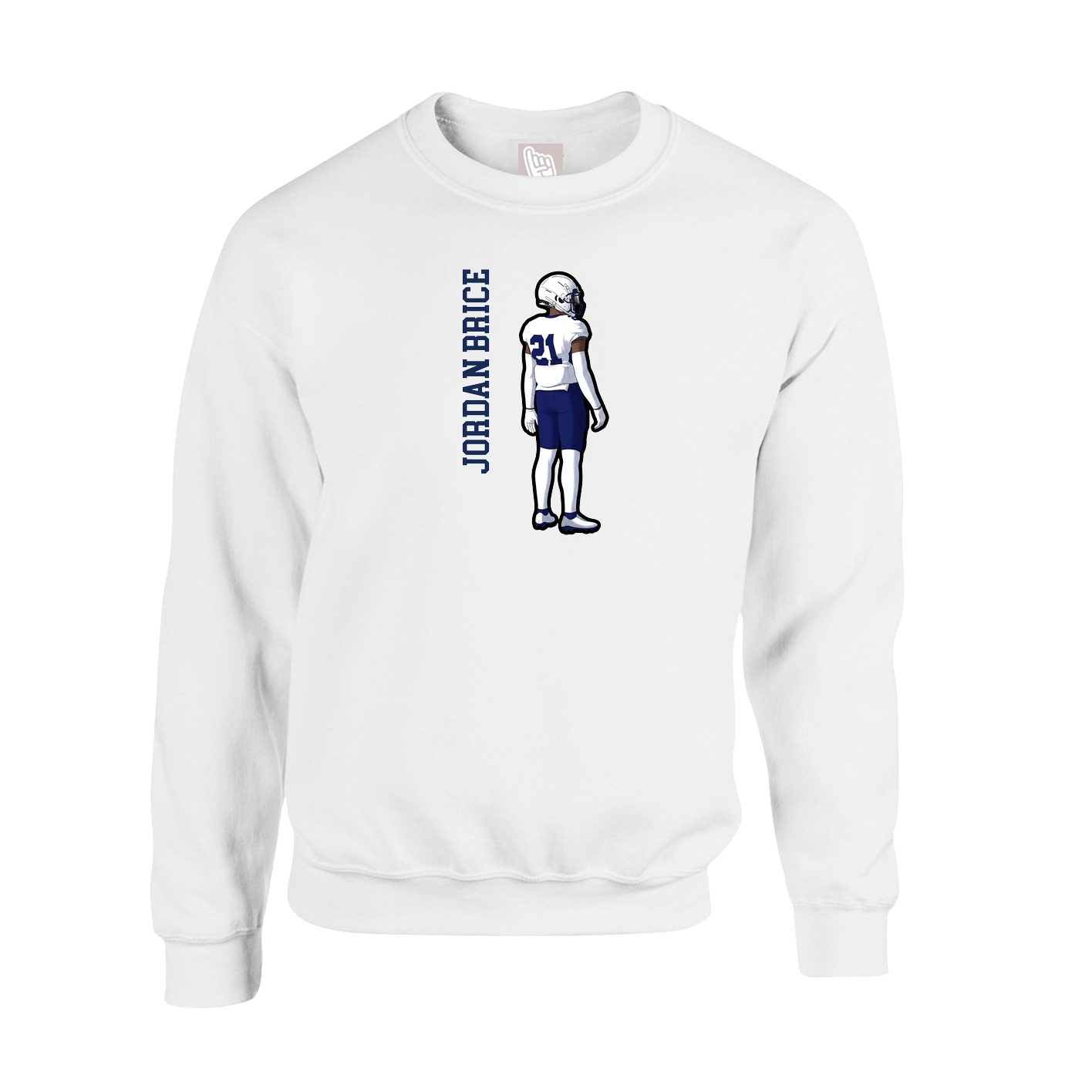 Fleece Crew — Name Vertical in White