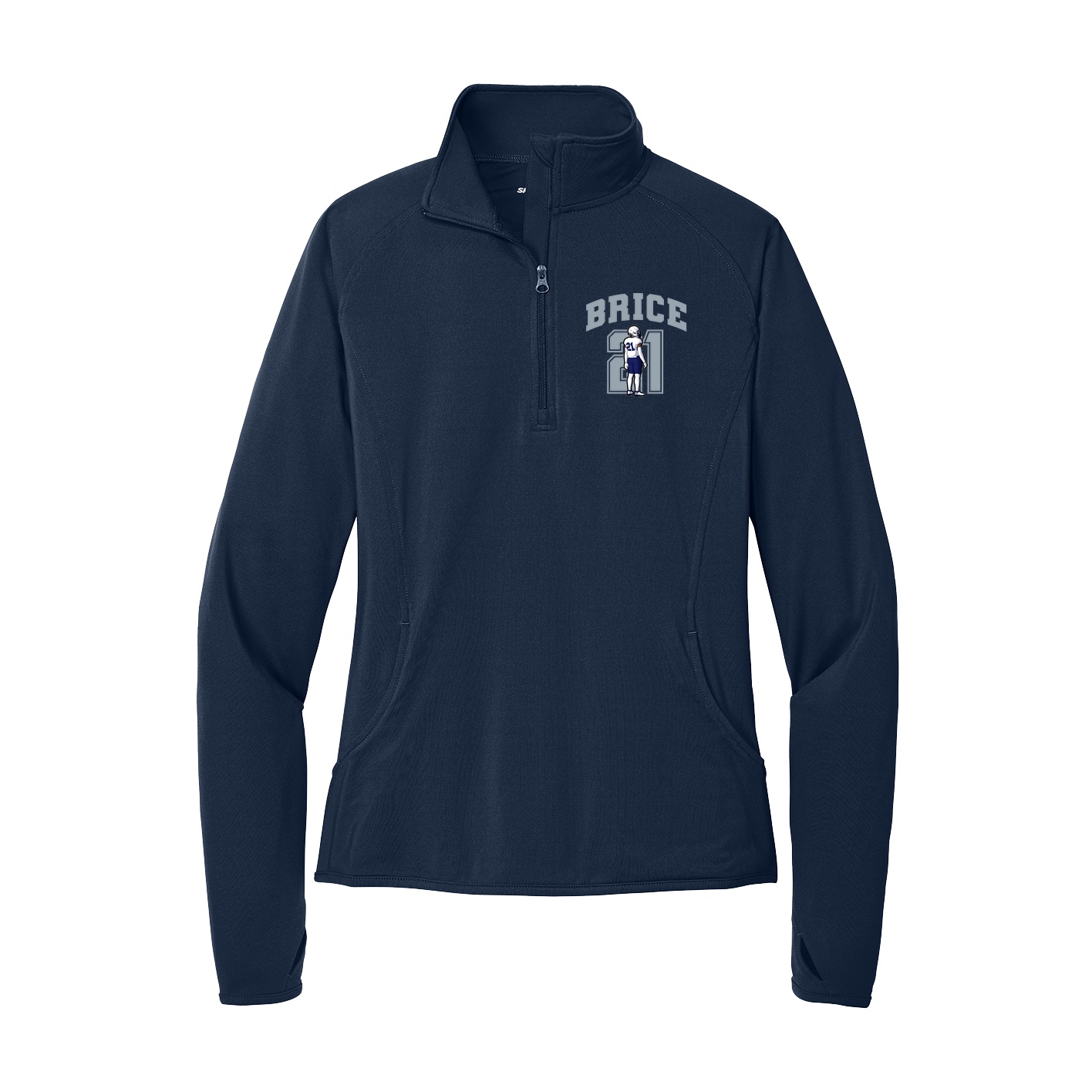 Women's Q-Zip Pullover — Number in Navy