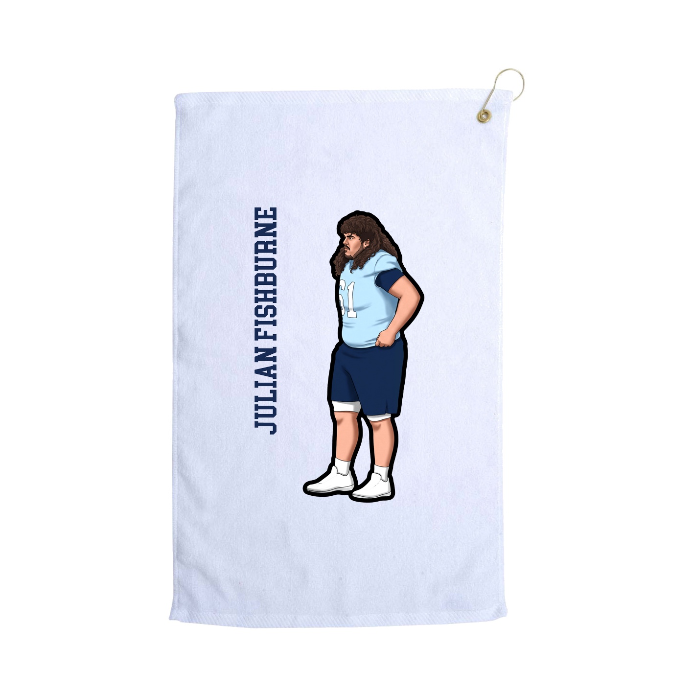 Golf Towel — Name Vertical in White