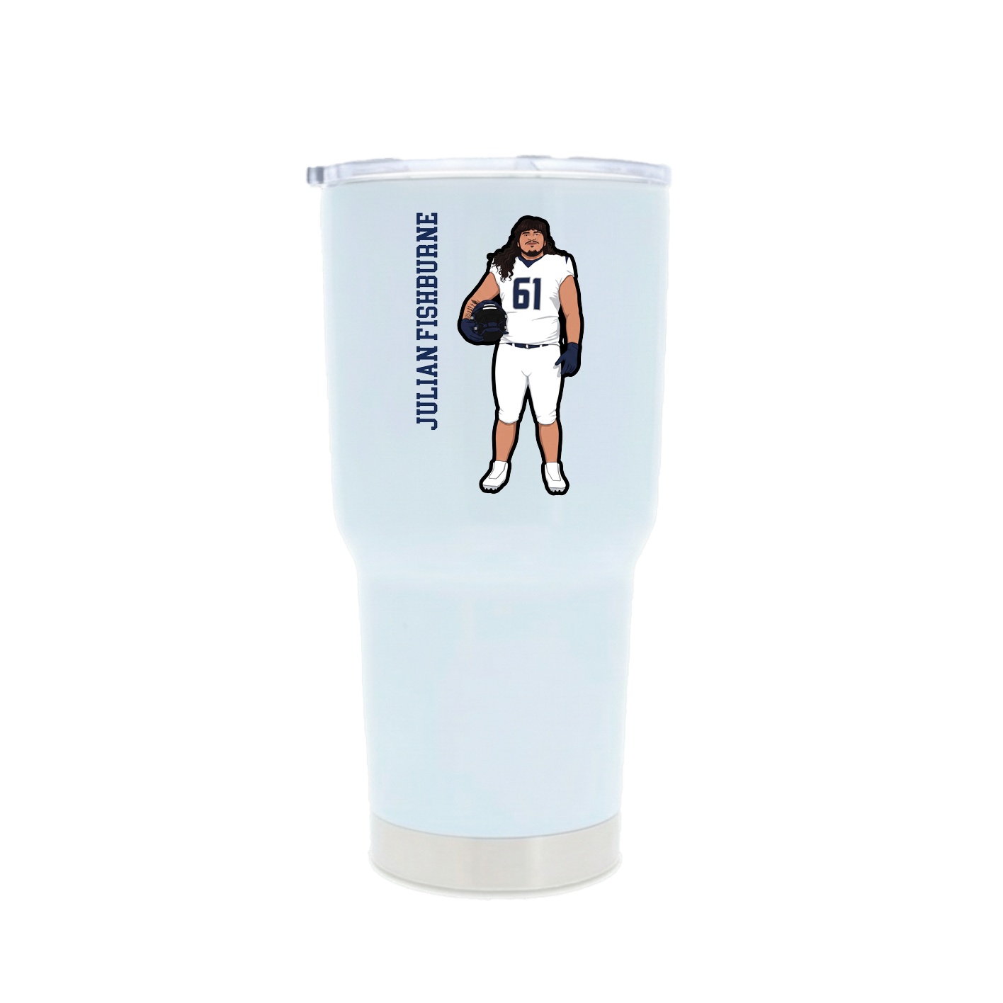 30oz Stainless Steel Tumbler — Name Vertical in White