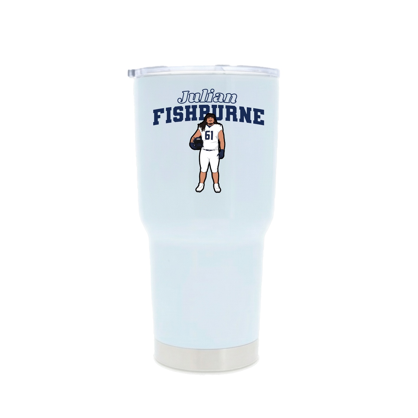 30oz Stainless Steel Tumbler — Name Arch in White