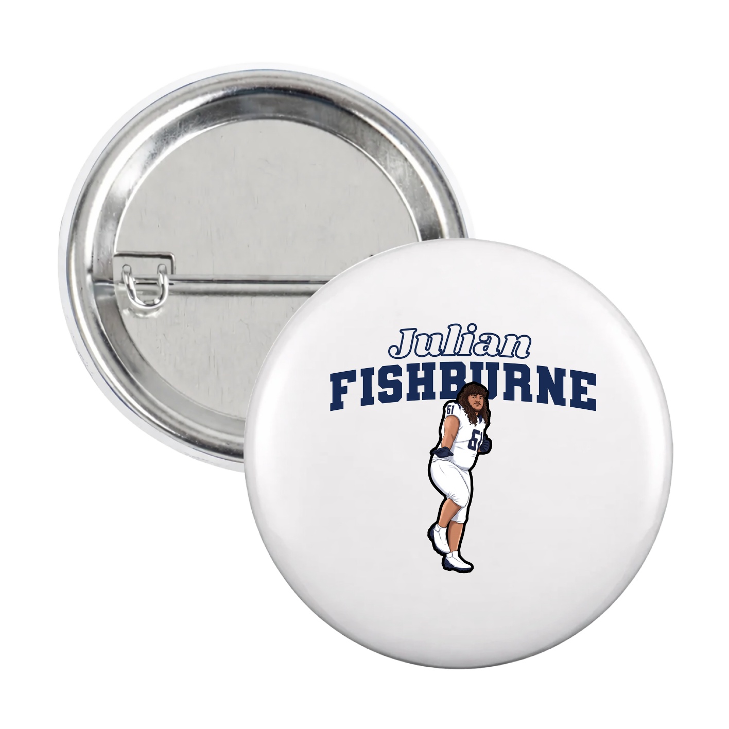 Game Day Button — Name Arch in White