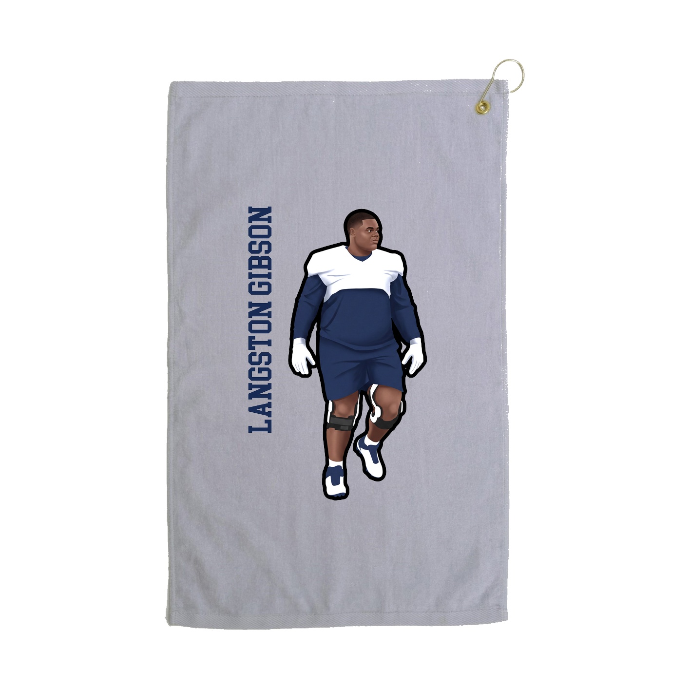 Golf Towel — Name Vertical in Grey