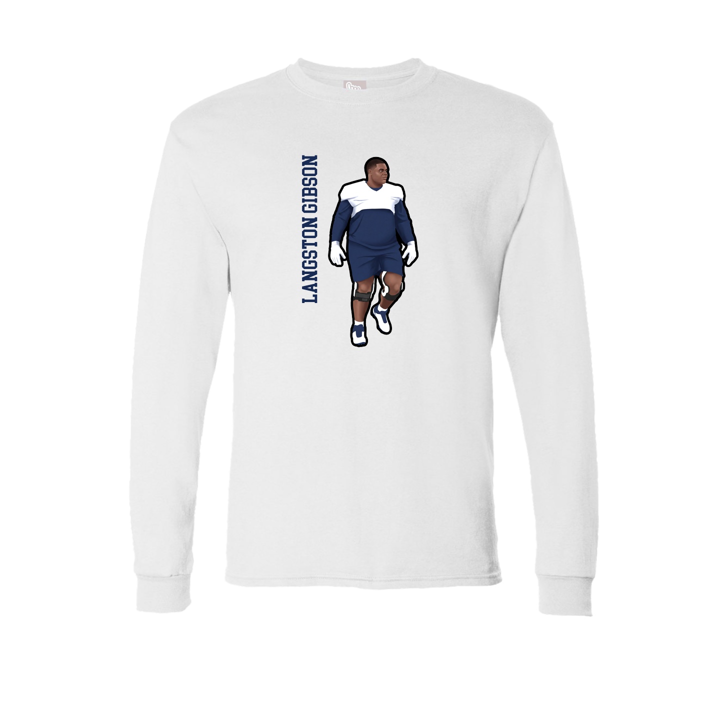 Long Sleeve Tee — Name Vertical in White