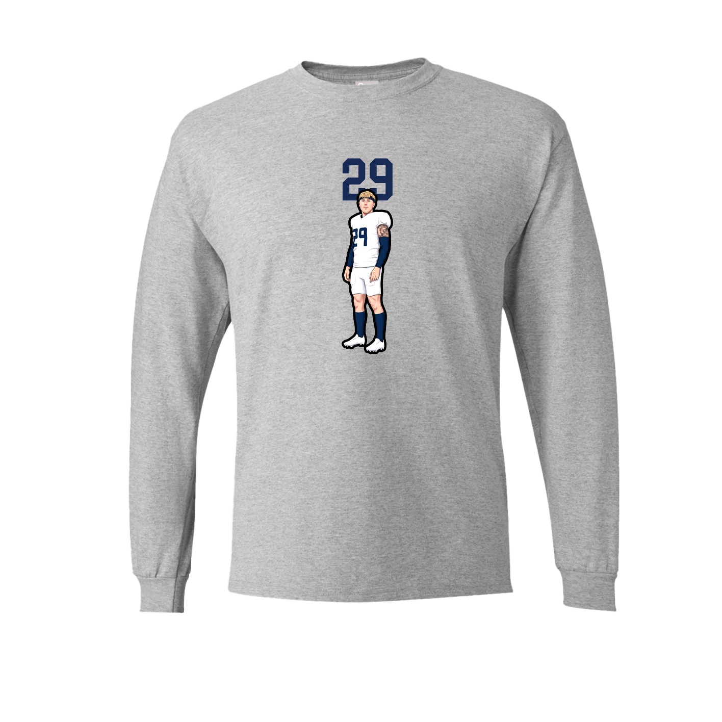 Long Sleeve Tee — Number Top in Grey
