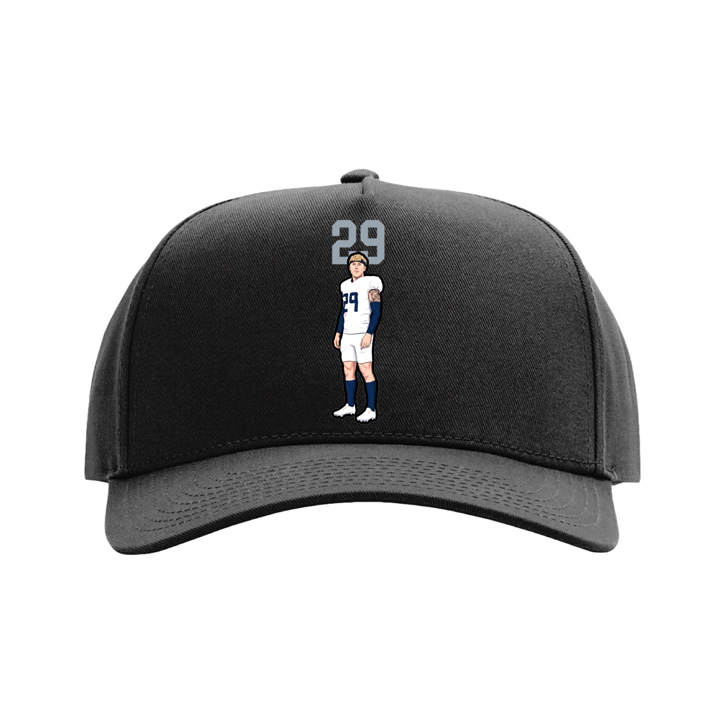 Full Fabric Five-Panel Champ Cap — Number Top in Black