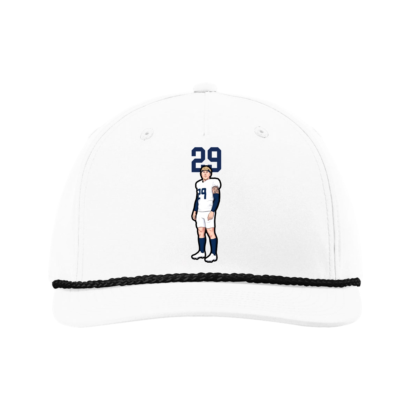 Five-Panel Classic Rope Cap — Number Top in White
